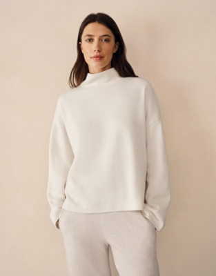 Brushed Cord Funnel Neck Jumper