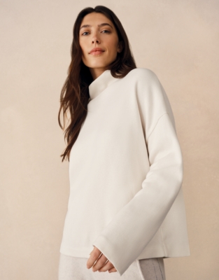 Brushed Cord Funnel Neck Jumper