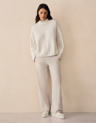Brushed Cord Funnel Neck Jumper - Scandi White