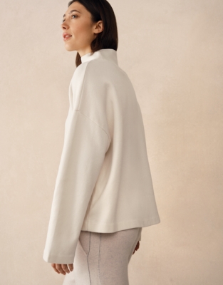 Brushed Cord Funnel Neck Jumper - Scandi White