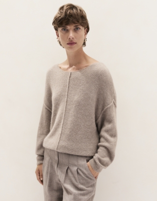 Brushed Cord Slash Neck Jumper