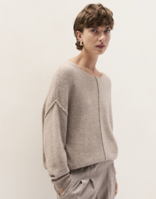 Brushed Cord Slash Neck Jumper