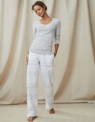 Brushed Cotton Blur Check Pajama Bottoms