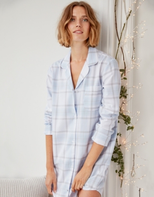 Brushed Cotton Check Nightshirt New In Sleepwear The White