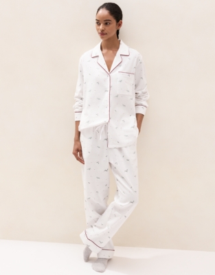 Brushed-Cotton Holly Print Classic Pyjama Set