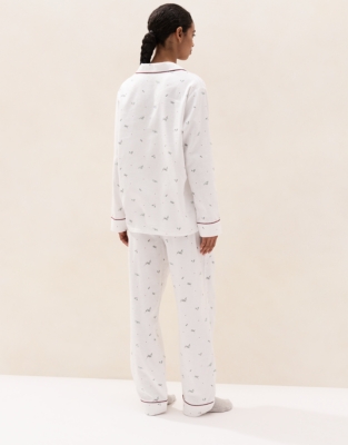 Brushed-Cotton Holly Print Classic Pyjama Set