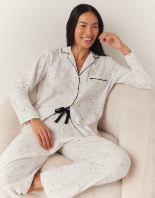 Brushed Cotton Star Print Pajama Bottoms