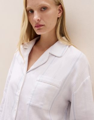 Brushed-Cotton Stripe Dropped-Shoulder Pyjama Shirt 