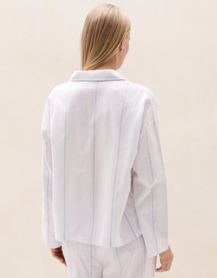 Brushed-Cotton Stripe Dropped-Shoulder Pyjama Shirt 