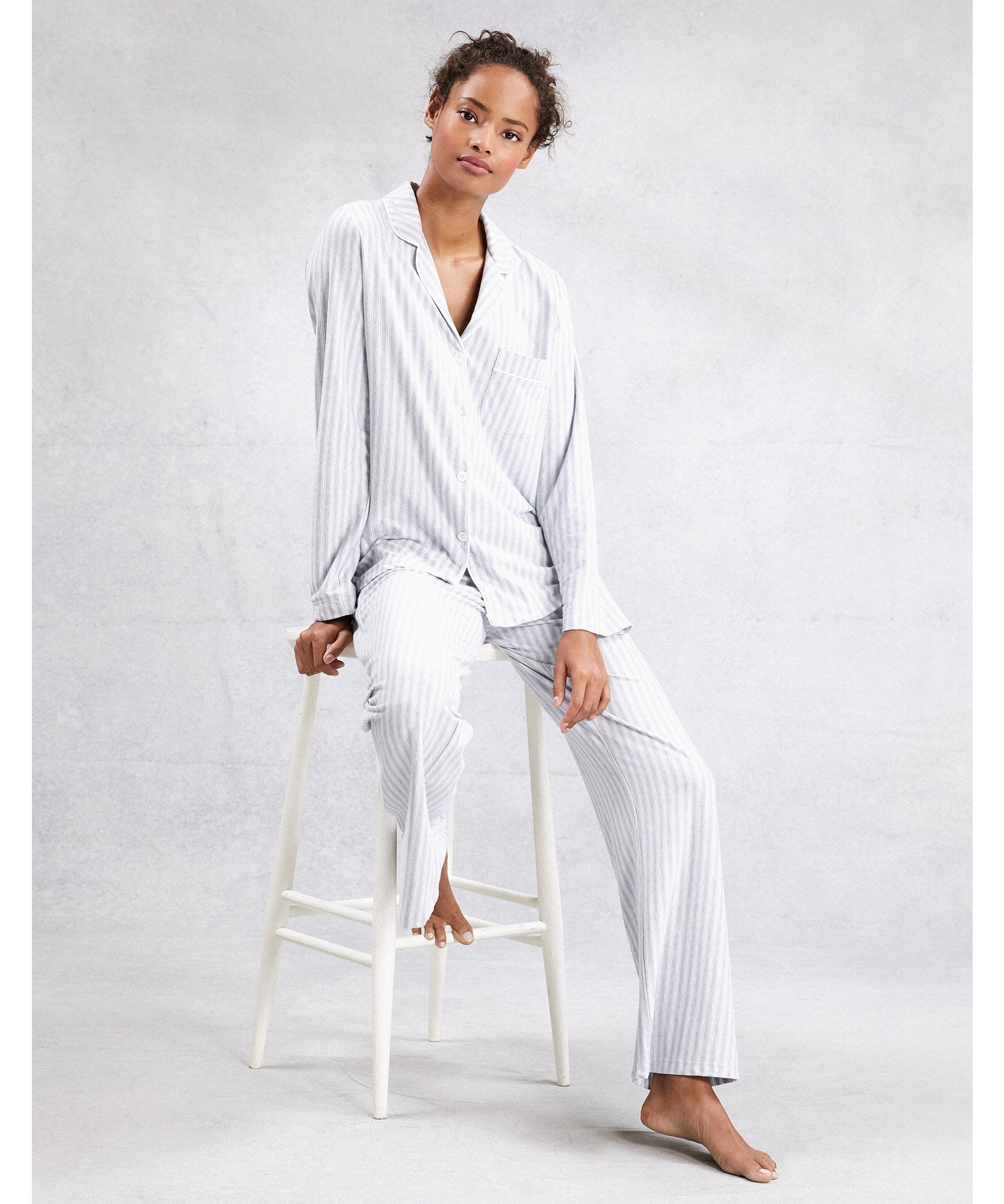 Brushed-Cotton Stripe Pajama Set | Pajamas | The White Company US
