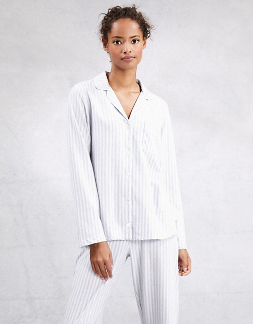 Brushed Cotton Stripe Pyjama Set | Nightwear & Robes Sale | The White ...