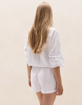 Brushed-Cotton Stripe Relaxed Boxer Shorts