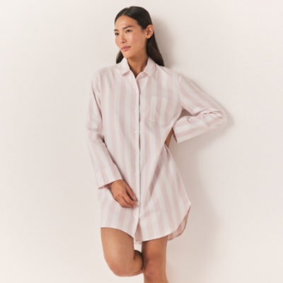 Brushed Cotton Wide Stripe Night Shirt