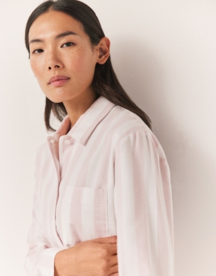 Brushed Cotton Wide Stripe Night Shirt