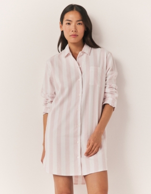 Brushed Cotton Wide Stripe Night Shirt