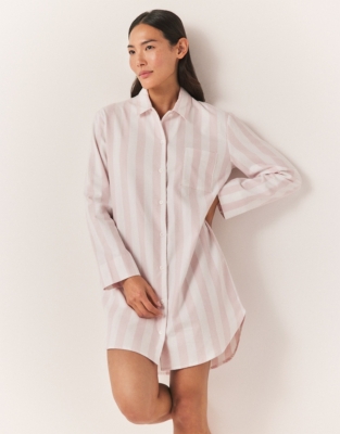 Brushed Cotton Wide Stripe Night Shirt