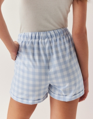 Brushed Cotton Woven Gingham Pajama Shorts Sleepwear Sale The White