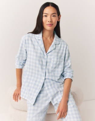 Brushed Cotton Woven Gingham Pajama Top | Sleepwear Sale | The White Company