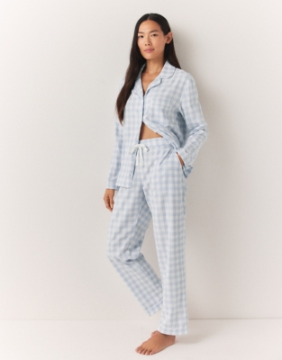 Brushed Cotton Woven Gingham Pyjama Bottoms Pyjamas The White