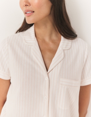 Brushed Jersey Cotton Stripe Short Pajama Set