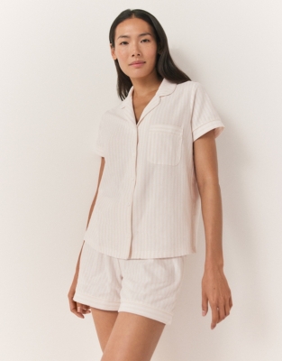 Brushed Jersey Cotton Stripe Short Pajama Set