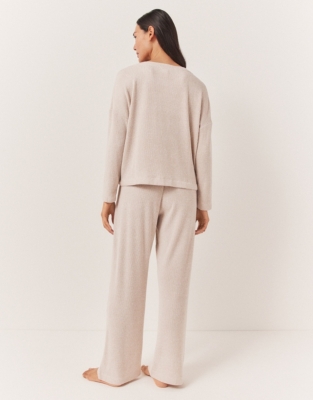 Brushed Jersey Rib Tie Hem Pajama Set