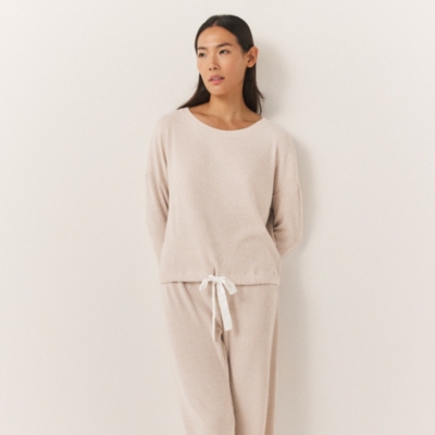 Brushed Jersey Rib Tie Hem Pyjama Set