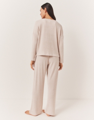 Brushed Jersey Rib Tie Hem Pyjama Set