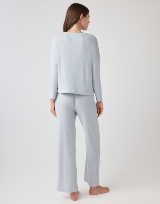 Brushed Jersey Rib Tie-Hem Pyjama Set