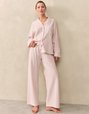 Brushed Jersey Stripe Relaxed Pyjama Set | Pyjamas | The White Com...