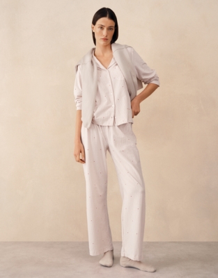 Brushed Organic Cotton Heart Stripe Classic Pyjama Set