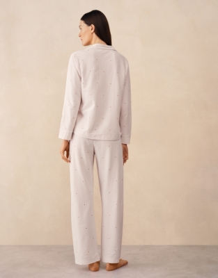 Brushed Organic Cotton Heart Stripe Classic Pyjama Set