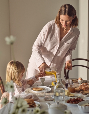 Brushed Organic Cotton Heart Stripe Classic Pyjama Set