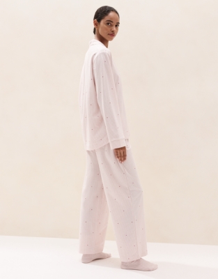 Brushed Organic Cotton Heart Stripe Classic Pyjama Set