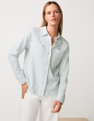 Brushed Organic Cotton Jersey Shirt - Blue