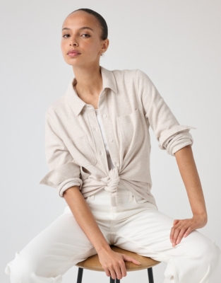 Brushed Organic Cotton Jersey Shirt - Walnut