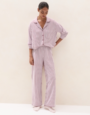Brushed Organic-Cotton Jersey Stripe Classic Pyjama Set