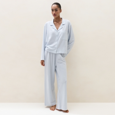 Brushed Organic Cotton Jersey Stripe Pyjama Set 
