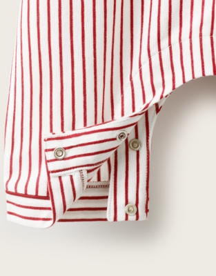 Brushed Organic-Cotton Oversized Fit Stripe Bubble Romper (0–2yrs)