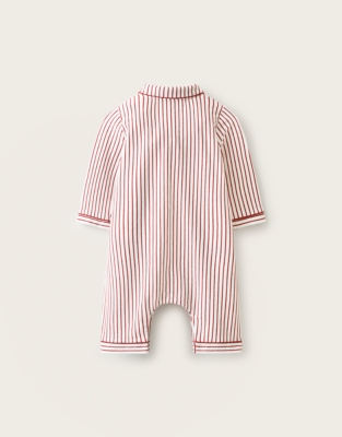 Brushed Organic-Cotton Oversized Fit Stripe Bubble Romper (0–2yrs)