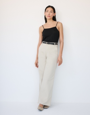 Brushed Organic Cotton Wide Leg Trouser