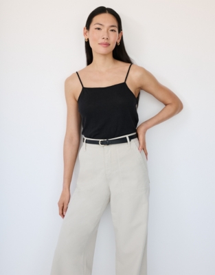 Brushed Organic Cotton Wide Leg Trouser