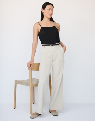 Brushed Organic Cotton Wide Leg Trouser
