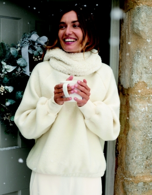 Brushed Twill Funnel Neck Sweatshirt