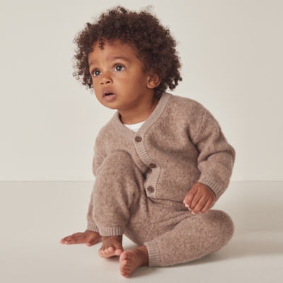 Brushed Wool Knitted Cardigan & Leggings Set (0–24mths)