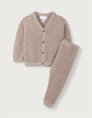 Brushed Wool Knitted Cardigan & Leggings Set (0–24mths)