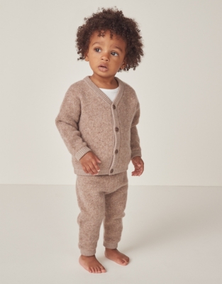 Brushed Wool Knitted Cardigan & Leggings Set (0–24mths)