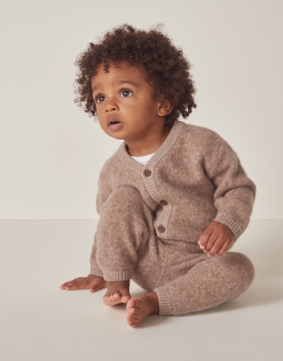 Brushed Wool Knitted Cardigan & Leggings Set (0–24mths)