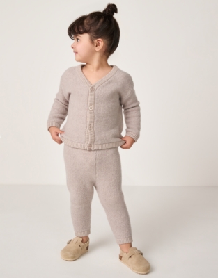Brushed Wool Knitted Cardigan & Leggings Set (0–24mths)