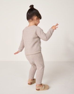 Brushed Wool Knitted Cardigan & Leggings Set (0–24mths)